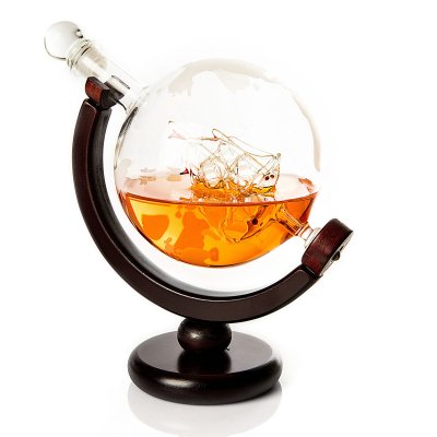 Whiskykaraffel Globe 85 cl med 2 glas og 8 whiskysten
