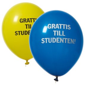 Balloner blå-gul 12-pack GRATTIS TILL STUDENTEN!