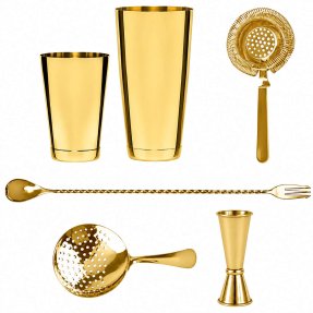 Speaky barset 5 dele i forgyldt metal