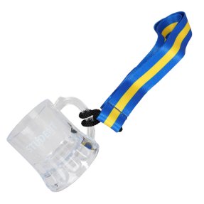 Shotglas student med blå-gult bånd