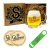 Staropramen-replika fra 1930'erne ølglas, underlag og ølåbner med gavepakke