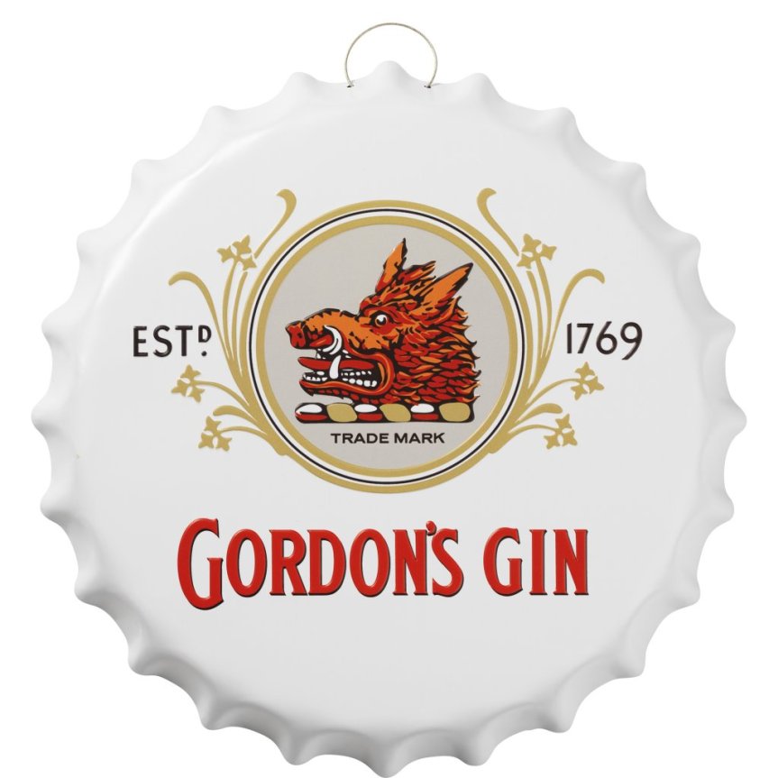Vægplade metal, Gordons Gin