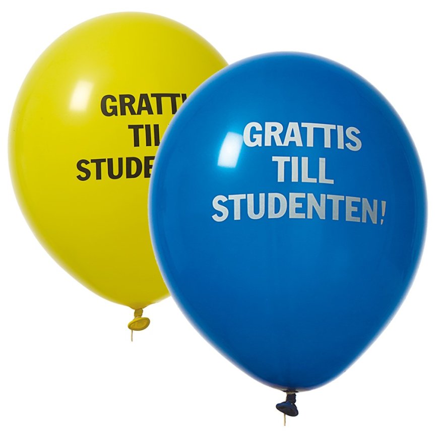 Balloner blå-gul 12-pack GRATTIS TILL STUDENTEN!