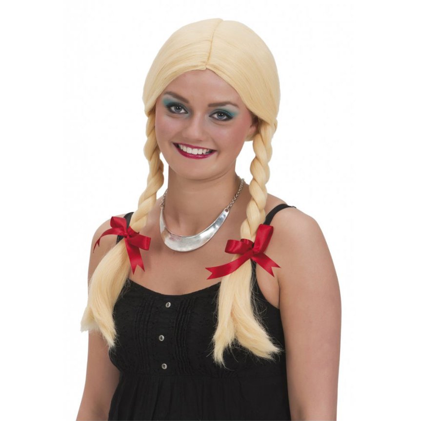 Blond paryk med fletninger