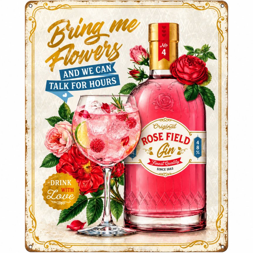 Zoom billede af Bar skilt Bring me flowers 30x40 cm