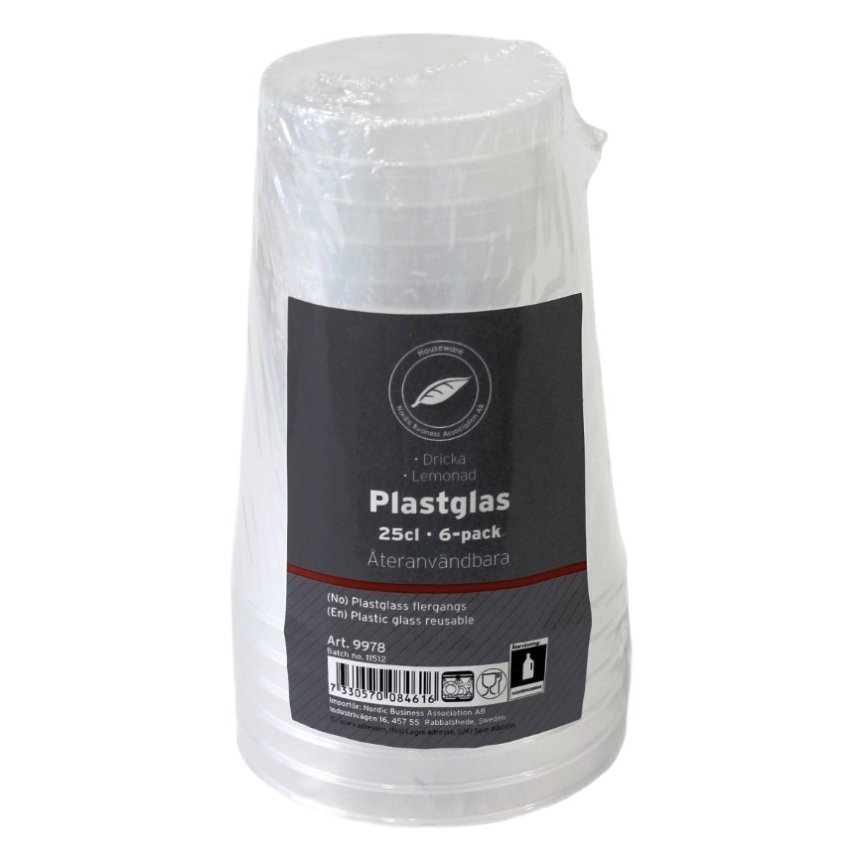 Drikkeglas i plast 25 cl 6-pakning