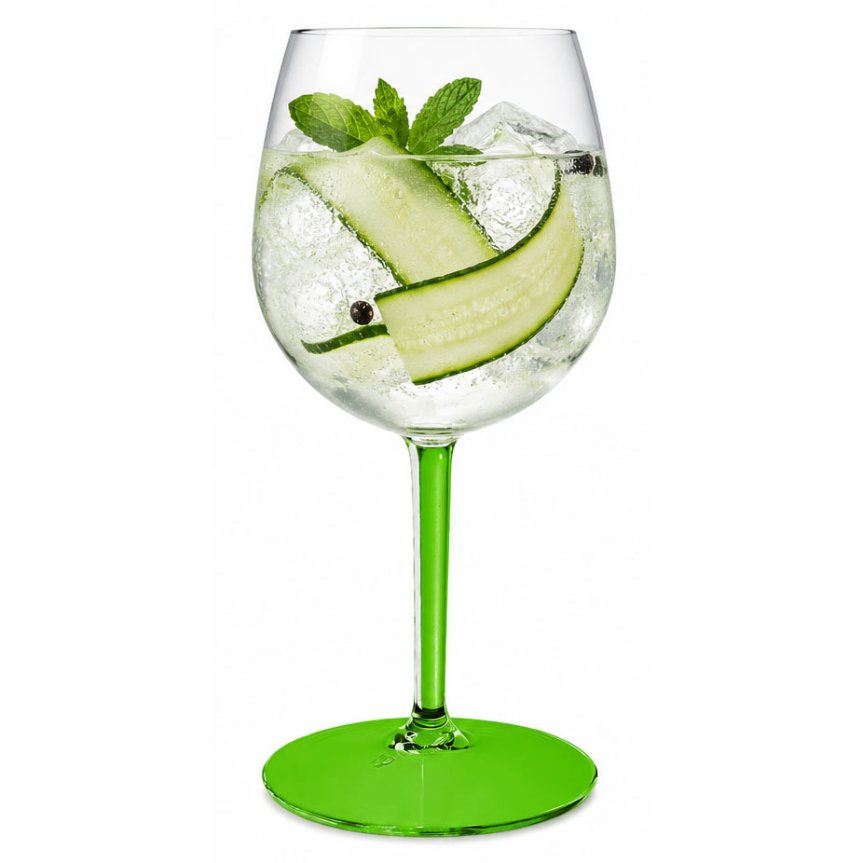 Zoom billede af Gin & Tonic plast glas grøn stilk/fod 58 cl - Tritan