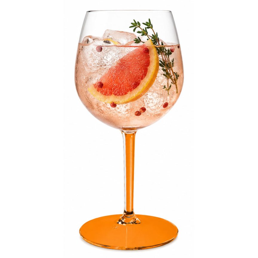 Zoom billede af Gin & Tonic plast glas orange stilk/fod 58 cl - Tritan