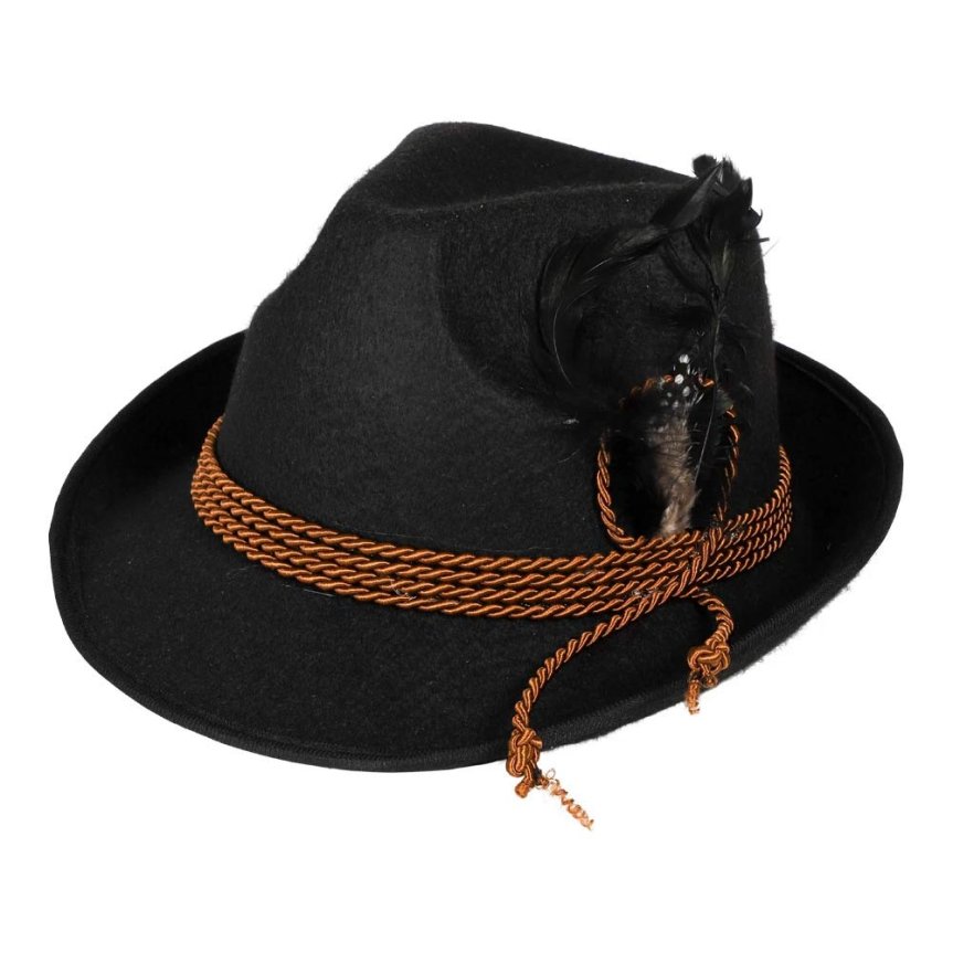 Zoom billede af Sort Oktoberfest-hat – klassisk tyrolerhat