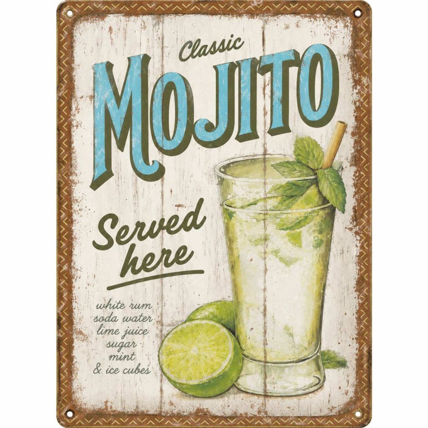 Zoom billede af Bar skilt Mojito Served Here 20x30 cm