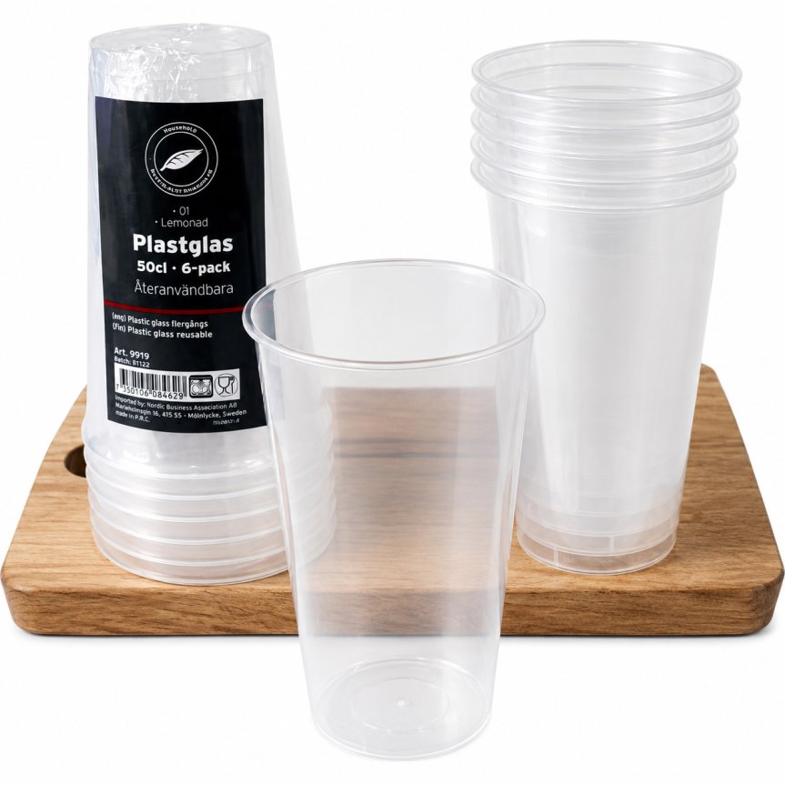 Zoom billede af Ølglas i plast 50 cl 6-pak