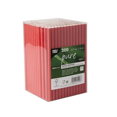 Papirsugerør rød 15 cm 200-pak
