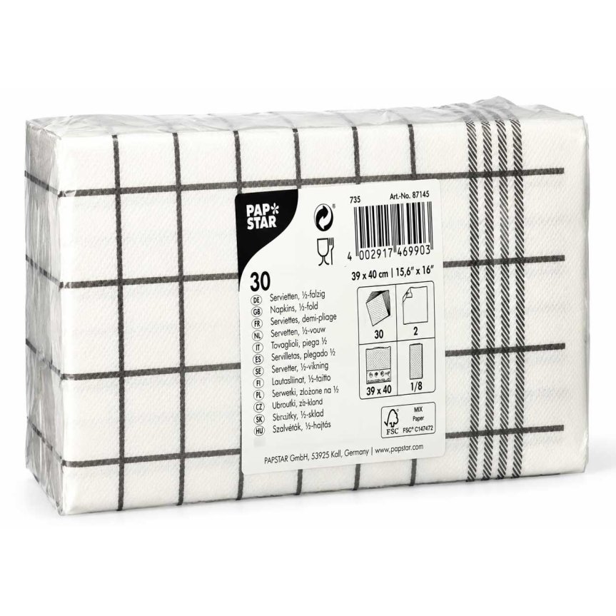 Zoom billede af Servietter PUNTO 39 x 40 cm grå køkkenhåndklæde 30-pak