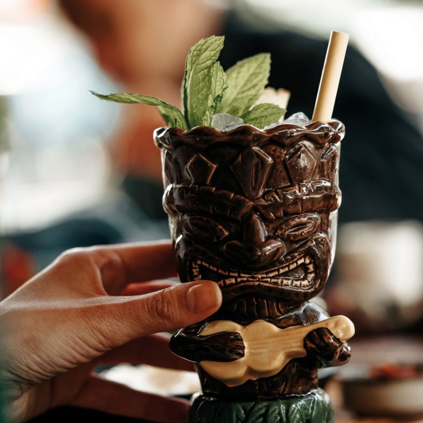 Tiki-krus Anaface med ukulele keramik 34 cl