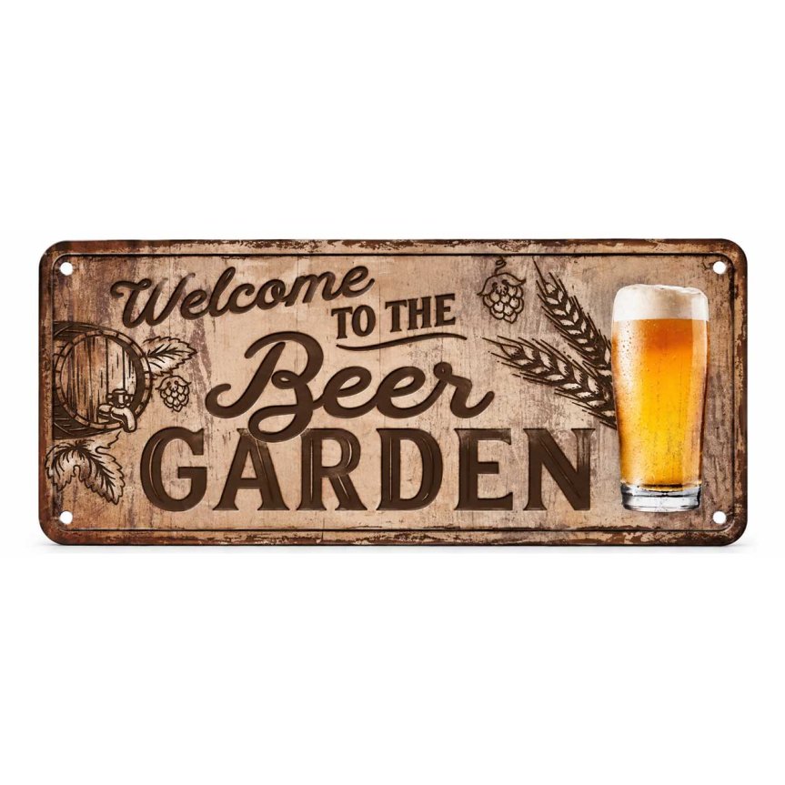 Zoom billede af Bar skilt Welcome to the beer garden 10x20 cm